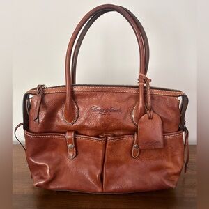 Beautiful Dooney & Bourke Florentine Leather East West Satchel in Chestnut